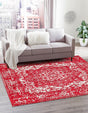 Red 4' 1 x 4' 1 Richmond Square Area Rug Vintage Distressed Look Traditional Design Carpet for Unique Home Interior Design for Sale at Rug Engine