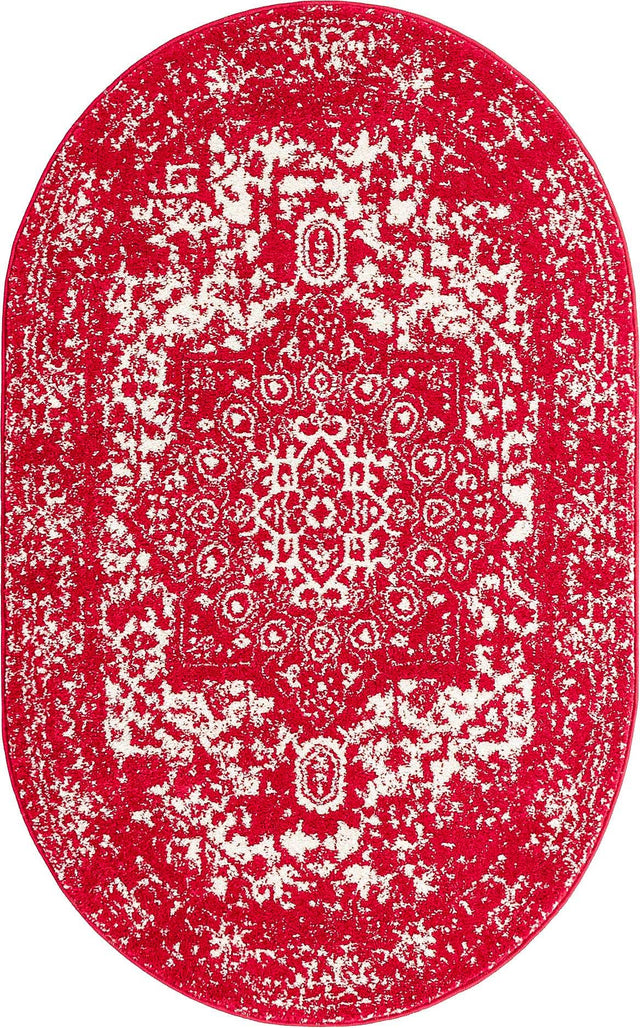 Red 3' 1 x 5' 3 Richmond Oval Area Rug Vintage Distressed Look Traditional Design Carpet for Unique Home Interior Design for Sale at Rug Engine