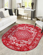 Red 5' 3 x 8' Richmond Oval Area Rug Vintage Distressed Look Traditional Design Carpet for Unique Home Interior Design for Sale at Rug Engine