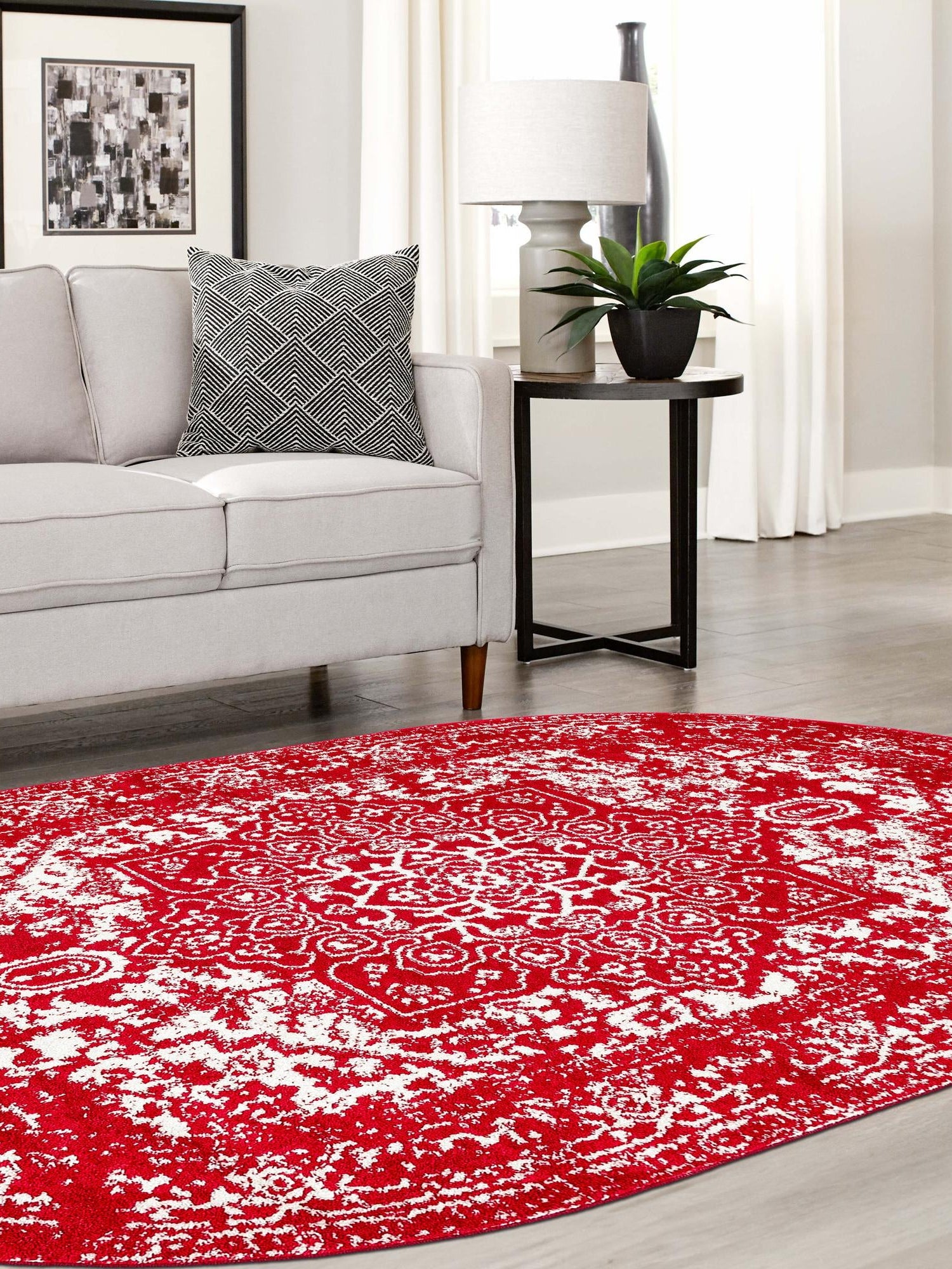 Red 5' 3 x 8' Richmond Oval Area Rug Vintage Distressed Look Traditional Design Carpet for Unique Home Interior Design for Sale at Rug Engine