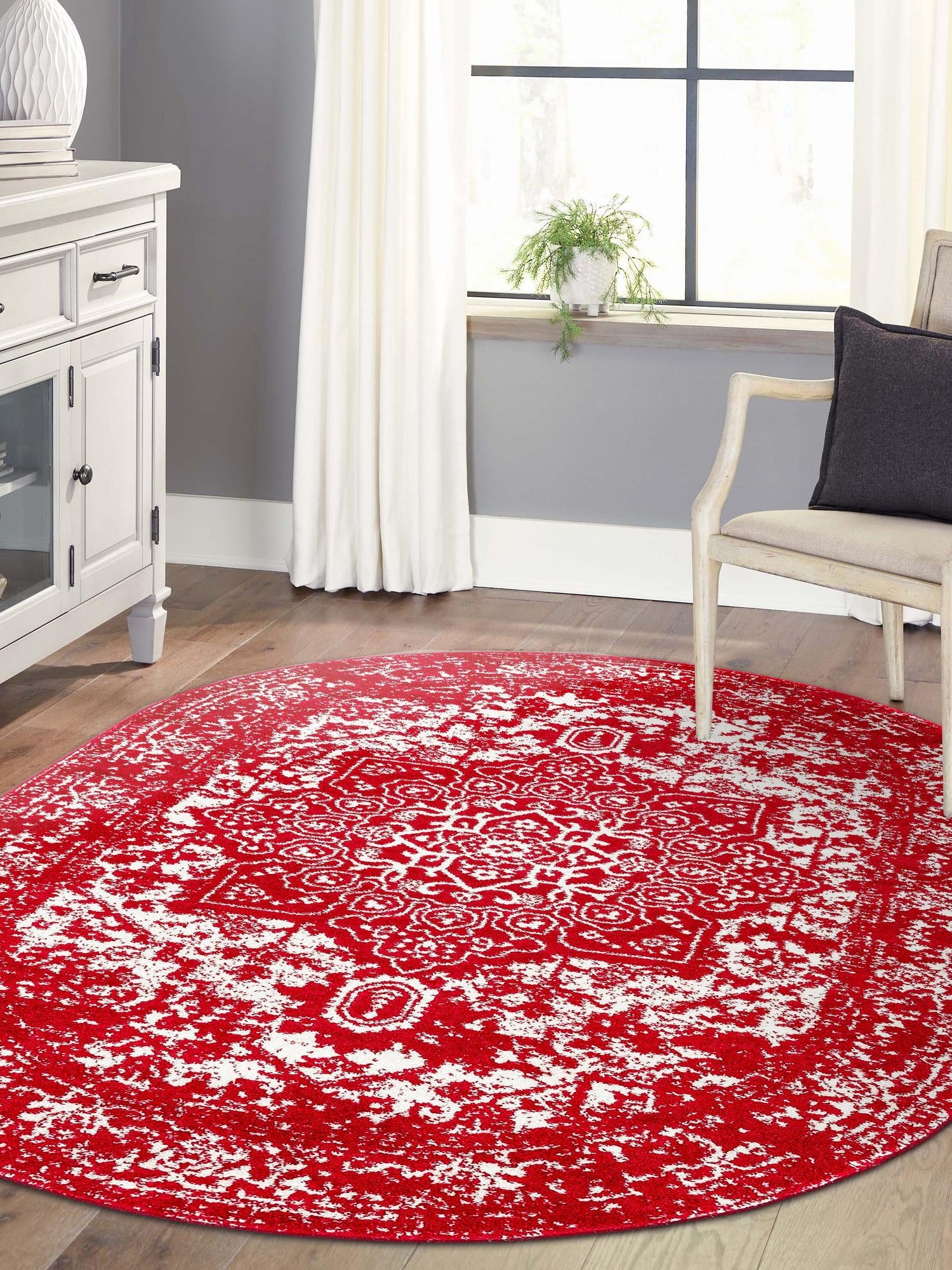 Red 5' 3 x 8' Richmond Oval Area Rug Vintage Distressed Look Traditional Design Carpet for Unique Home Interior Design for Sale at Rug Engine