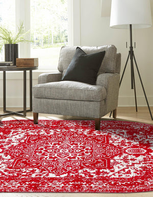 Red 5' 3 x 8' Richmond Oval Area Rug Vintage Distressed Look Traditional Design Carpet for Unique Home Interior Design for Sale at Rug Engine
