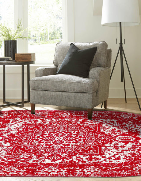 Red 5' 3 x 8' Richmond Oval Area Rug Vintage Distressed Look Traditional Design Carpet for Unique Home Interior Design for Sale at Rug Engine