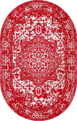 Red 5' 3 x 8' Richmond Oval Area Rug Vintage Distressed Look Traditional Design Carpet for Unique Home Interior Design for Sale at Rug Engine
