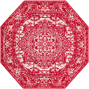 Red 5' 3 x 5' 3 Richmond Octagon Area Rug Vintage Distressed Look Traditional Design Carpet for Unique Home Interior Design for Sale at Rug Engine
