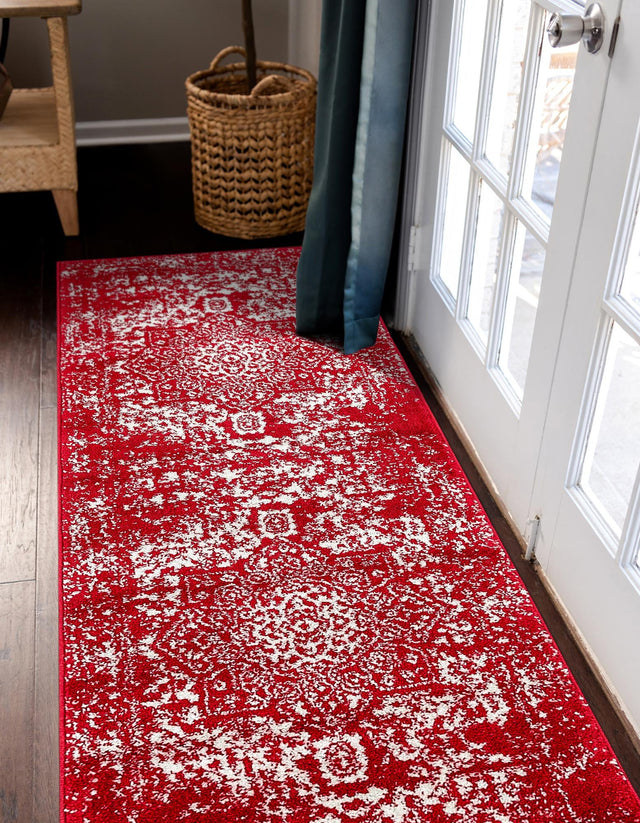 Red 2' x 6' 1 Richmond Runner Area Rug Vintage Distressed Look Traditional Design Carpet for Unique Home Interior Design for Sale at Rug Engine