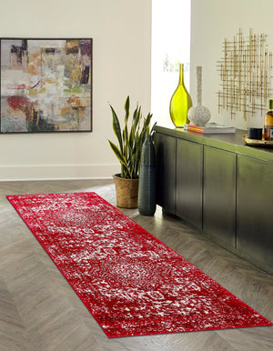 Red 2' x 8' Richmond Runner Area Rug Vintage Distressed Look Traditional Design Carpet for Unique Home Interior Design for Sale at Rug Engine
