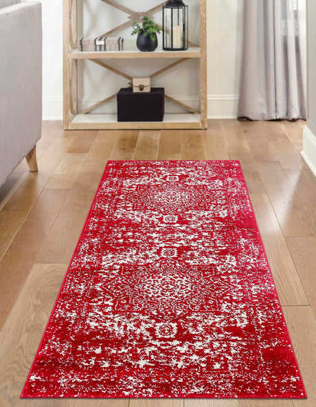 Red 2' x 8' Richmond Runner Area Rug Vintage Distressed Look Traditional Design Carpet for Unique Home Interior Design for Sale at Rug Engine