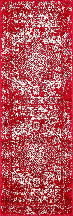 Red 2' x 6' 1 Richmond Runner Area Rug Vintage Distressed Look Traditional Design Carpet for Unique Home Interior Design for Sale at Rug Engine