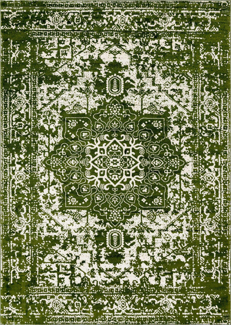 Green 10' x 14' 1 Richmond Rectangle Area Rug Vintage Distressed Look Traditional Design Carpet for Unique Home Interior Design for Sale at Rug Engine