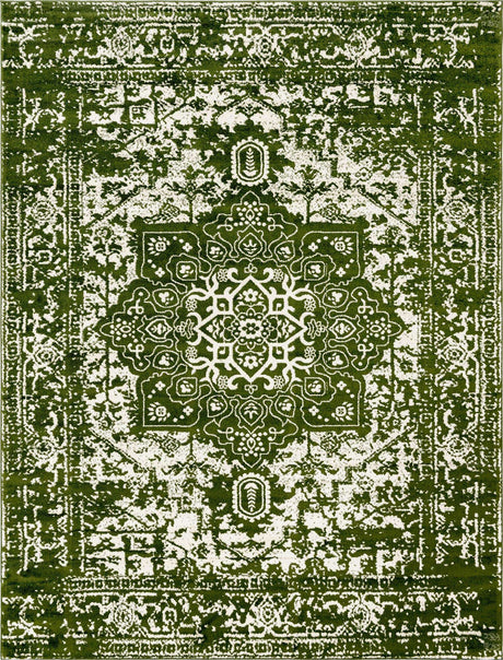 Green 10' x 13' 1 Richmond Rectangle Area Rug Vintage Distressed Look Traditional Design Carpet for Unique Home Interior Design for Sale at Rug Engine