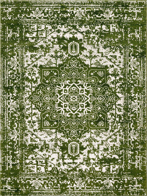 Green 9' x 12' Richmond Rectangle Area Rug Vintage Distressed Look Traditional Design Carpet for Unique Home Interior Design for Sale at Rug Engine