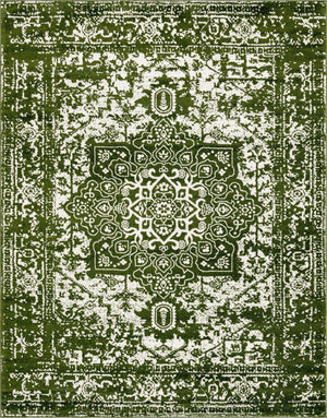 Green 7' 10 x 10' Richmond Rectangle Area Rug Vintage Distressed Look Traditional Design Carpet for Unique Home Interior Design for Sale at Rug Engine