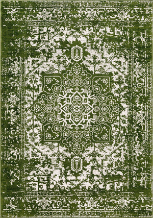Green 7' 1 x 10' Richmond Rectangle Area Rug Vintage Distressed Look Traditional Design Carpet for Unique Home Interior Design for Sale at Rug Engine