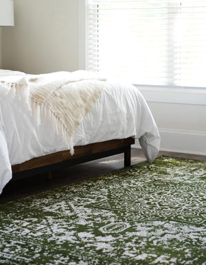 Green 7' 10 x 10' Richmond Rectangle Area Rug Vintage Distressed Look Traditional Design Carpet for Unique Home Interior Design for Sale at Rug Engine
