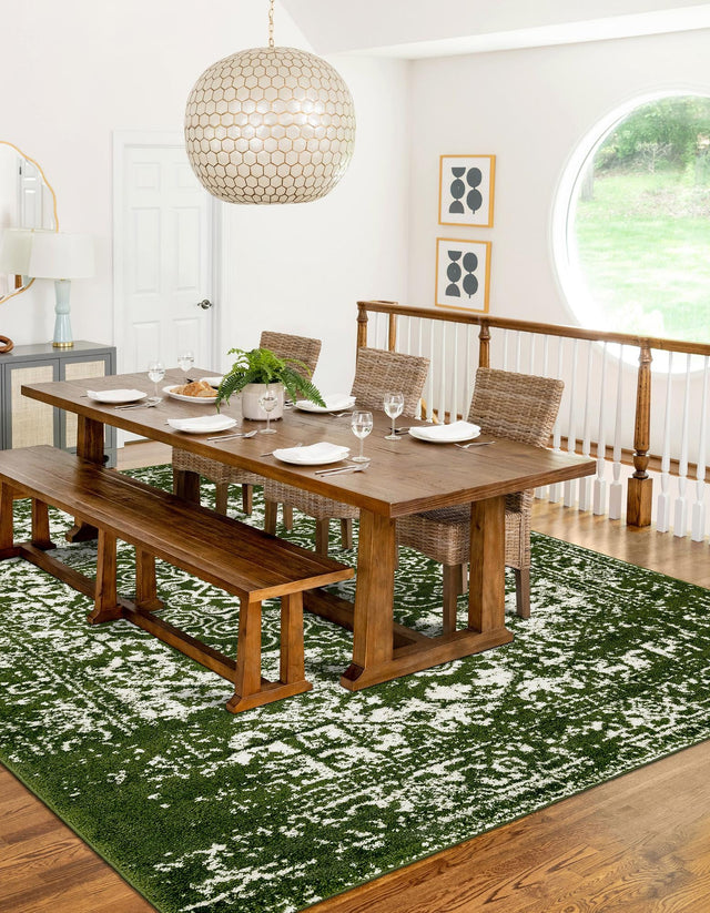 Green 7' 10 x 10' Richmond Rectangle Area Rug Vintage Distressed Look Traditional Design Carpet for Unique Home Interior Design for Sale at Rug Engine