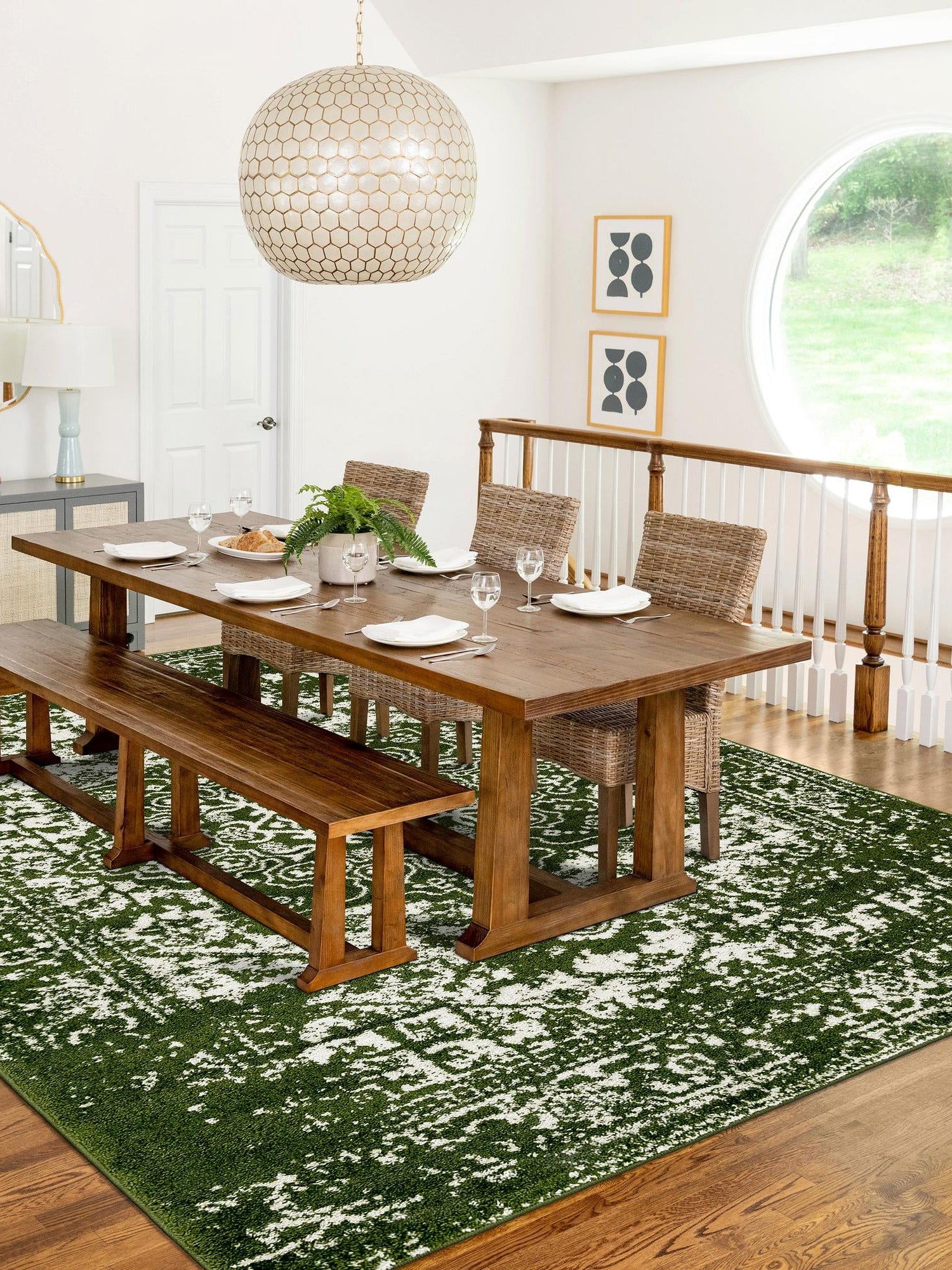 Green 2' x 3' 1 Richmond Rectangle Area Rug Vintage Distressed Look Traditional Design Carpet for Unique Home Interior Design for Sale at Rug Engine