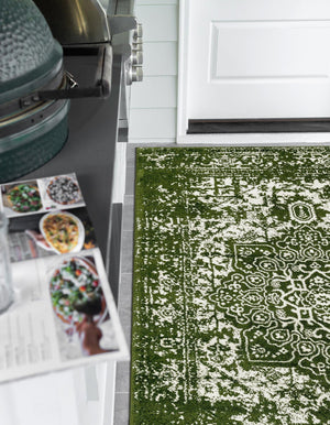 Green 7' 10 x 10' Richmond Rectangle Area Rug Vintage Distressed Look Traditional Design Carpet for Unique Home Interior Design for Sale at Rug Engine