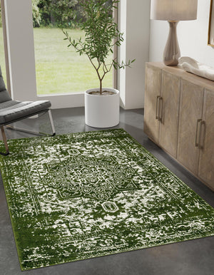 Green 2' x 3' 1 Richmond Rectangle Area Rug Vintage Distressed Look Traditional Design Carpet for Unique Home Interior Design for Sale at Rug Engine