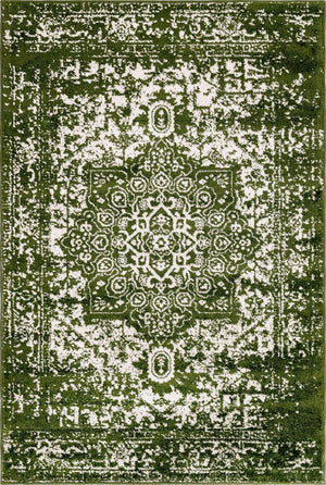 Green 4' 1 x 6' 1 Richmond Rectangle Area Rug Vintage Distressed Look Traditional Design Carpet for Unique Home Interior Design for Sale at Rug Engine