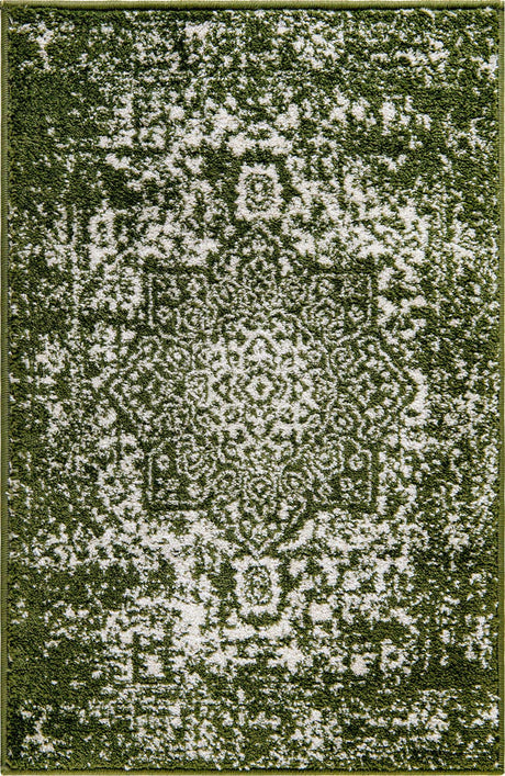 Green 2' x 3' 1 Richmond Rectangle Area Rug Vintage Distressed Look Traditional Design Carpet for Unique Home Interior Design for Sale at Rug Engine