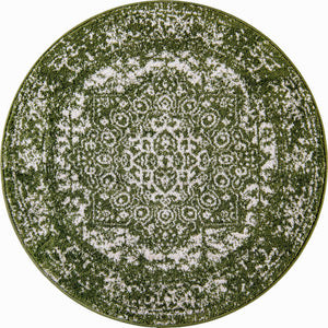 Green 3' 1 x 3' 1 Richmond Round Area Rug Vintage Distressed Look Traditional Design Carpet for Unique Home Interior Design for Sale at Rug Engine