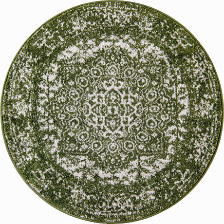 Green 3' 1 x 3' 1 Richmond Round Area Rug Vintage Distressed Look Traditional Design Carpet for Unique Home Interior Design for Sale at Rug Engine
