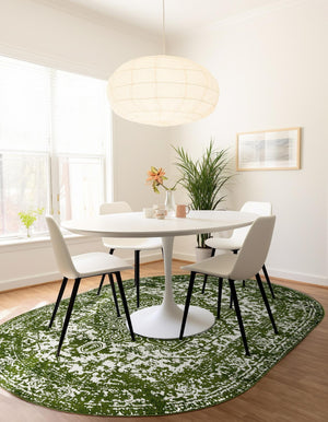 Green 5' 3 x 8' Richmond Oval Area Rug Vintage Distressed Look Traditional Design Carpet for Unique Home Interior Design for Sale at Rug Engine