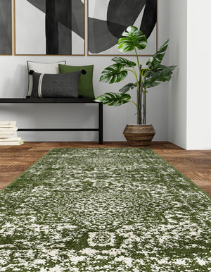 Green 2' x 6' 1 Richmond Runner Area Rug Vintage Distressed Look Traditional Design Carpet for Unique Home Interior Design for Sale at Rug Engine