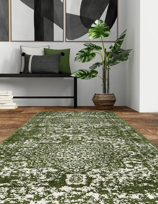 Green 2' x 8' Richmond Runner Area Rug Vintage Distressed Look Traditional Design Carpet for Unique Home Interior Design for Sale at Rug Engine