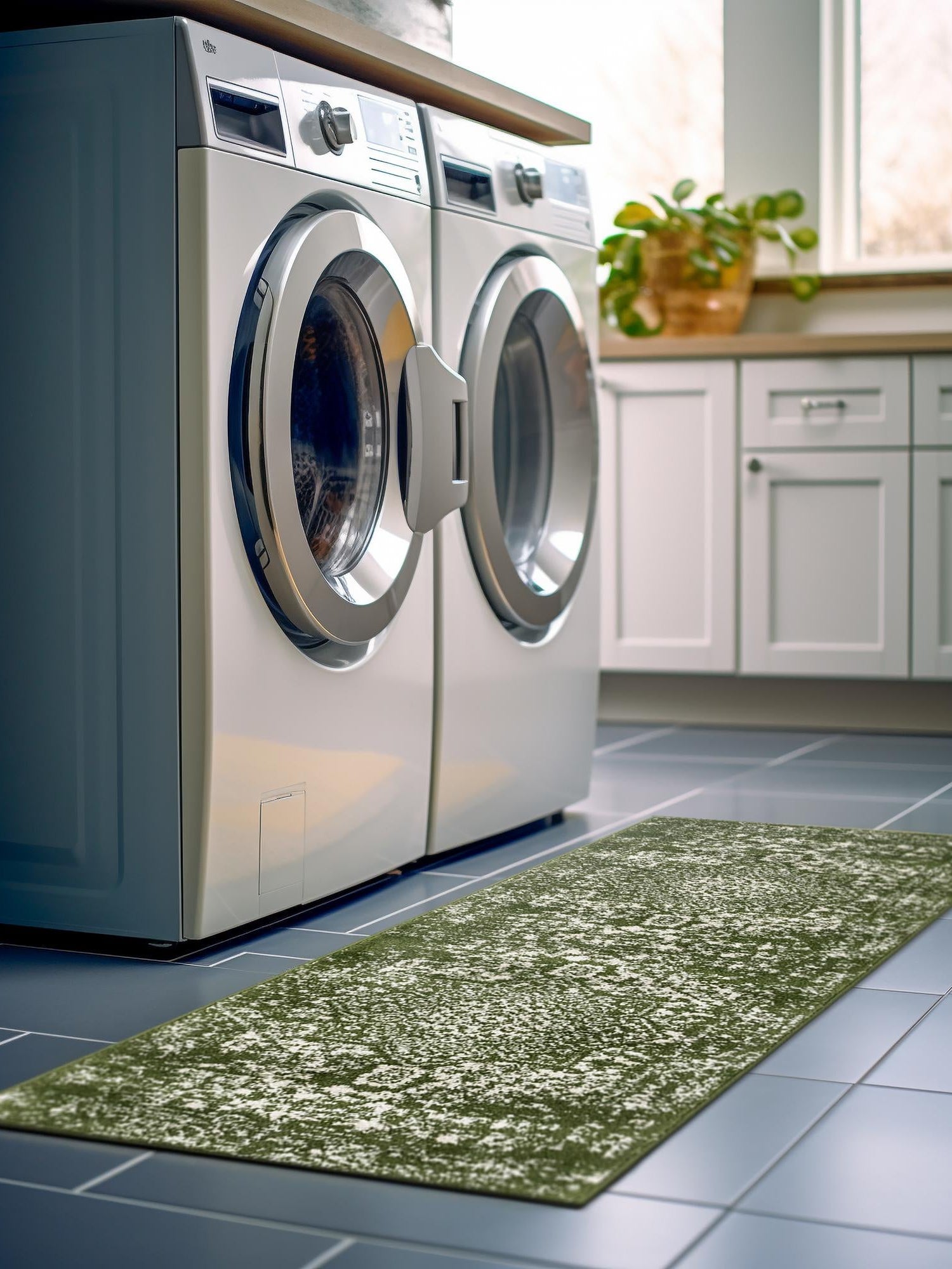 Green 2' x 8' Richmond Runner Area Rug Vintage Distressed Look Traditional Design Carpet for Unique Home Interior Design for Sale at Rug Engine