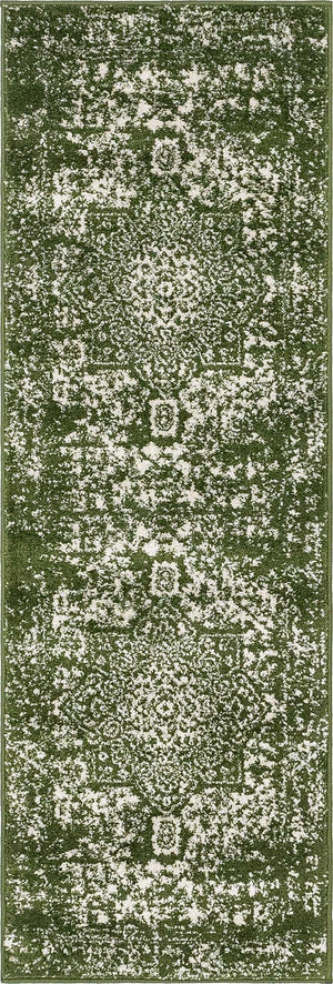 Green 2' x 6' 1 Richmond Runner Area Rug Vintage Distressed Look Traditional Design Carpet for Unique Home Interior Design for Sale at Rug Engine