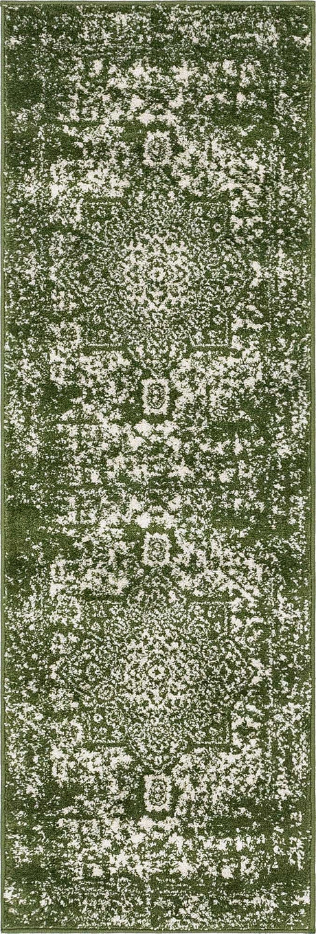 Green 2' x 6' 1 Richmond Runner Area Rug Vintage Distressed Look Traditional Design Carpet for Unique Home Interior Design for Sale at Rug Engine