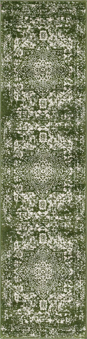 Green 2' x 8' Richmond Runner Area Rug Vintage Distressed Look Traditional Design Carpet for Unique Home Interior Design for Sale at Rug Engine
