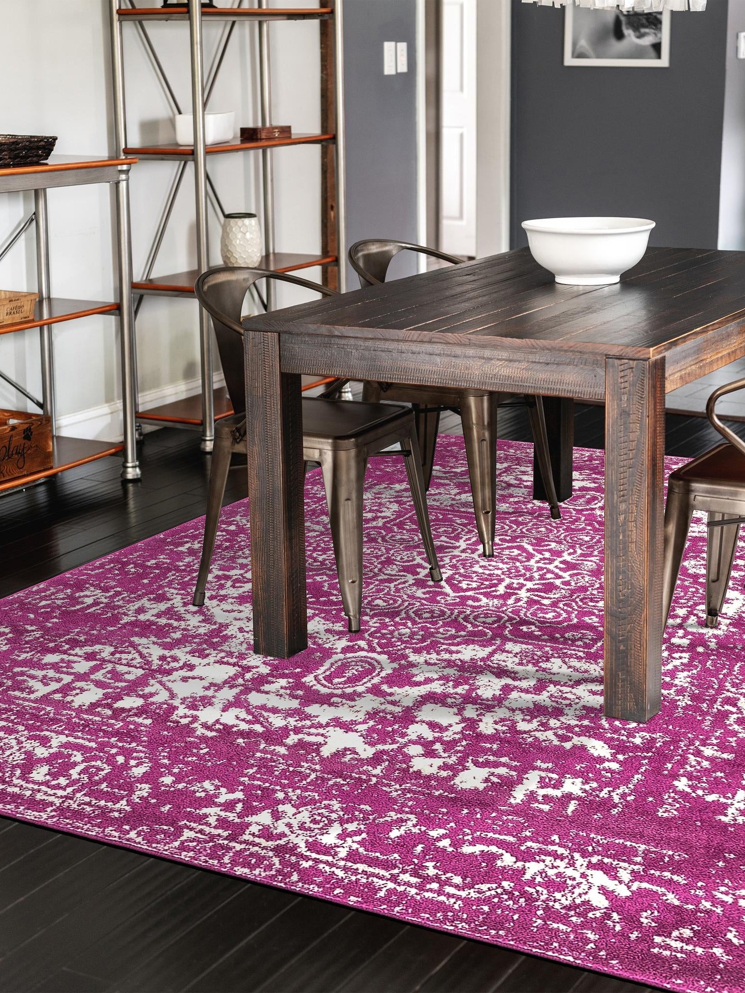 Purple 4' 1 x 6' 1 Richmond Rectangle Area Rug Vintage Distressed Look Traditional Design Carpet for Unique Home Interior Design for Sale at Rug Engine