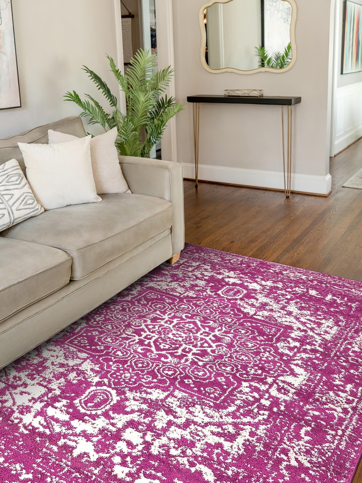 Purple 3' 1 x 5' 3 Richmond Rectangle Area Rug Vintage Distressed Look Traditional Design Carpet for Unique Home Interior Design for Sale at Rug Engine