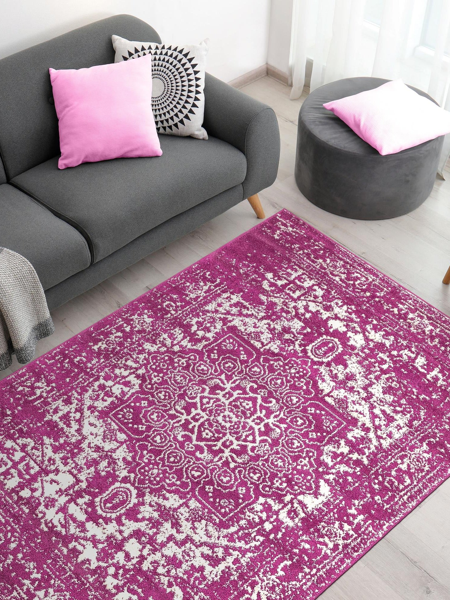 Purple 3' 1 x 5' 3 Richmond Rectangle Area Rug Vintage Distressed Look Traditional Design Carpet for Unique Home Interior Design for Sale at Rug Engine