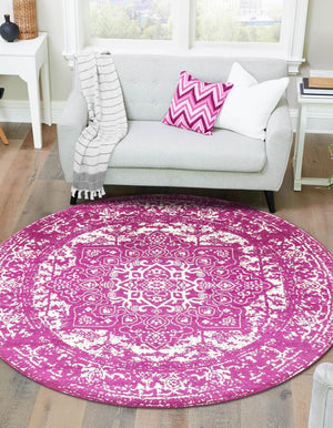 Purple 3' 1 x 3' 1 Richmond Round Area Rug Vintage Distressed Look Traditional Design Carpet for Unique Home Interior Design for Sale at Rug Engine
