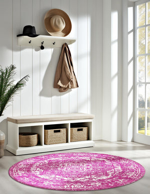 Purple 3' 1 x 3' 1 Richmond Round Area Rug Vintage Distressed Look Traditional Design Carpet for Unique Home Interior Design for Sale at Rug Engine