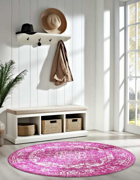 Purple 3' 1 x 3' 1 Richmond Round Area Rug Vintage Distressed Look Traditional Design Carpet for Unique Home Interior Design for Sale at Rug Engine