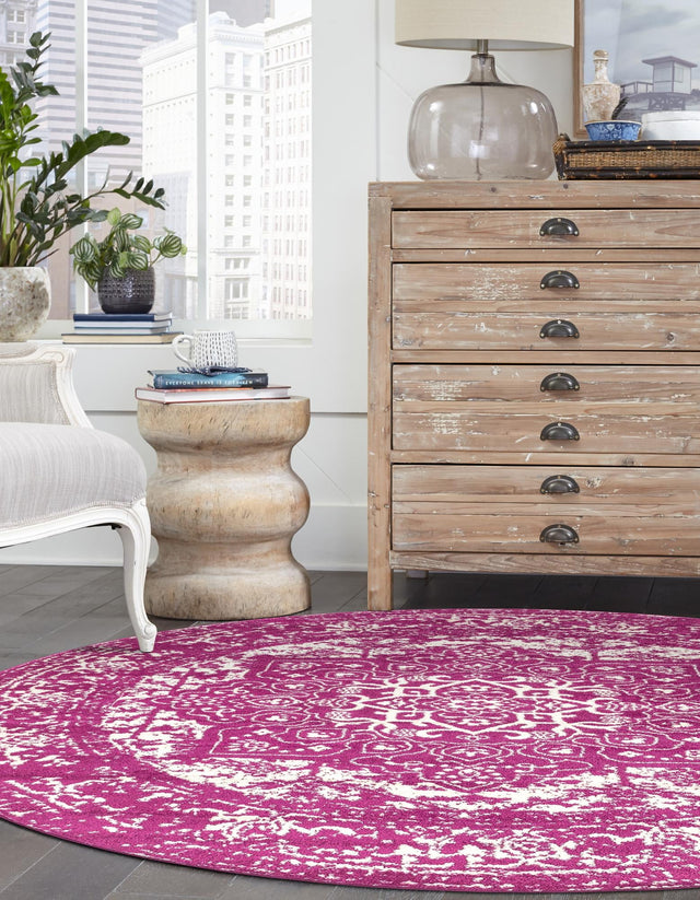 Purple 3' 1 x 3' 1 Richmond Round Area Rug Vintage Distressed Look Traditional Design Carpet for Unique Home Interior Design for Sale at Rug Engine