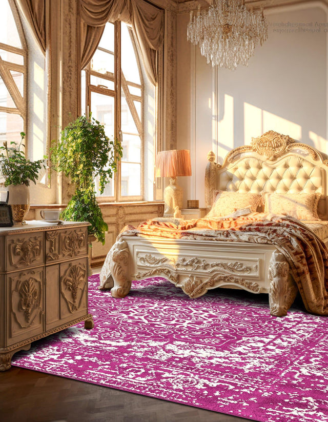 Purple 5' 3 x 5' 3 Richmond Square Area Rug Vintage Distressed Look Traditional Design Carpet for Unique Home Interior Design for Sale at Rug Engine