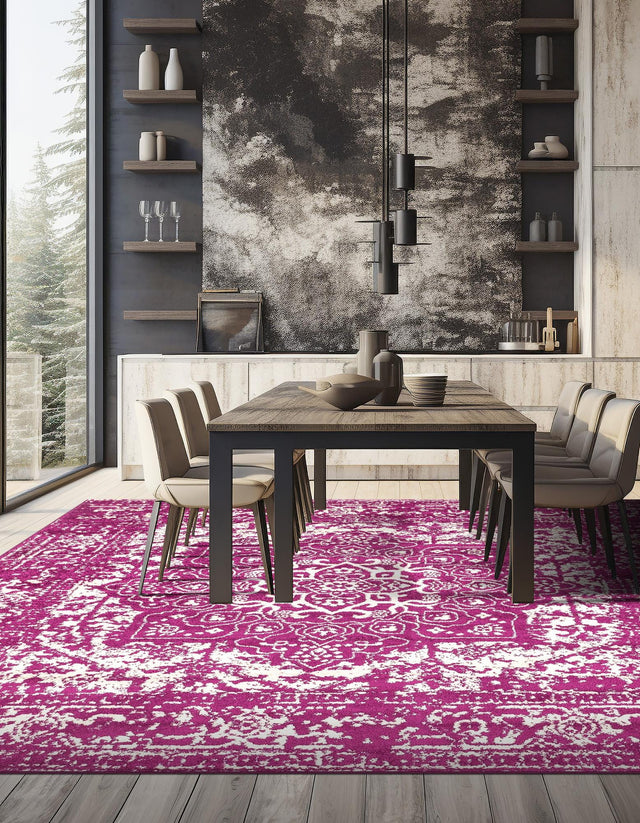 Purple 5' 3 x 5' 3 Richmond Square Area Rug Vintage Distressed Look Traditional Design Carpet for Unique Home Interior Design for Sale at Rug Engine