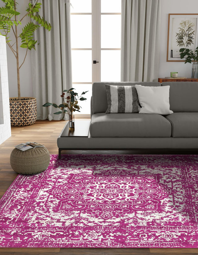 Purple 5' 3 x 5' 3 Richmond Square Area Rug Vintage Distressed Look Traditional Design Carpet for Unique Home Interior Design for Sale at Rug Engine