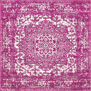 Purple 5' 3 x 5' 3 Richmond Square Area Rug Vintage Distressed Look Traditional Design Carpet for Unique Home Interior Design for Sale at Rug Engine