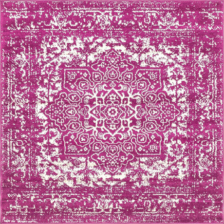 Purple 5' 3 x 5' 3 Richmond Square Area Rug Vintage Distressed Look Traditional Design Carpet for Unique Home Interior Design for Sale at Rug Engine