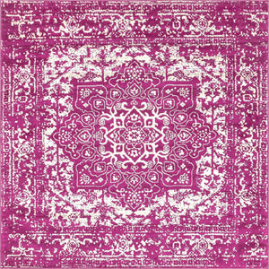 Purple 7' 10 x 7' 10 Richmond Square Area Rug Vintage Distressed Look Traditional Design Carpet for Unique Home Interior Design for Sale at Rug Engine