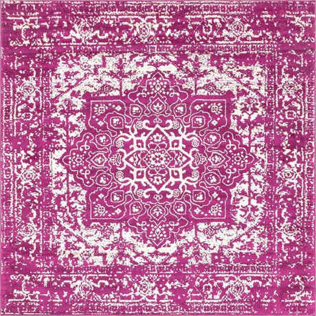 Purple 7' 10 x 7' 10 Richmond Square Area Rug Vintage Distressed Look Traditional Design Carpet for Unique Home Interior Design for Sale at Rug Engine