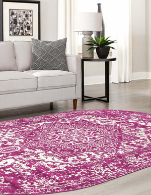 Purple 7' 10 x 10' Richmond Oval Area Rug Vintage Distressed Look Traditional Design Carpet for Unique Home Interior Design for Sale at Rug Engine