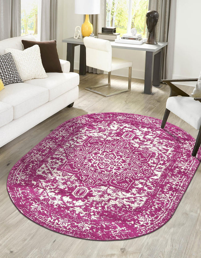 Purple 7' 10 x 10' Richmond Oval Area Rug Vintage Distressed Look Traditional Design Carpet for Unique Home Interior Design for Sale at Rug Engine